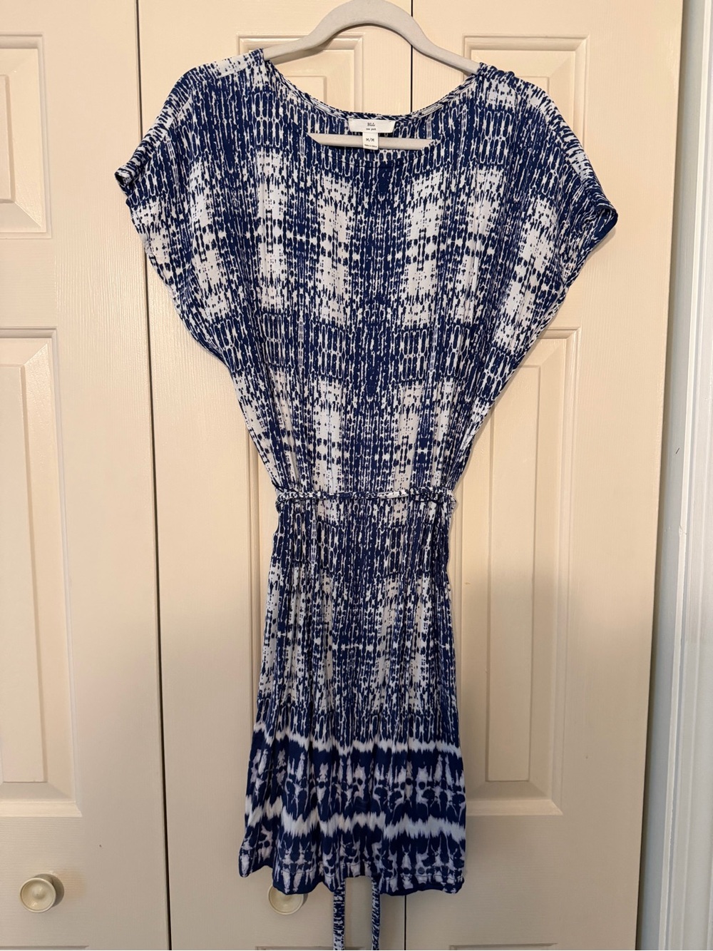 Blue and White Tie-Dye Midi Dress - Casual Women’s Summer Dress